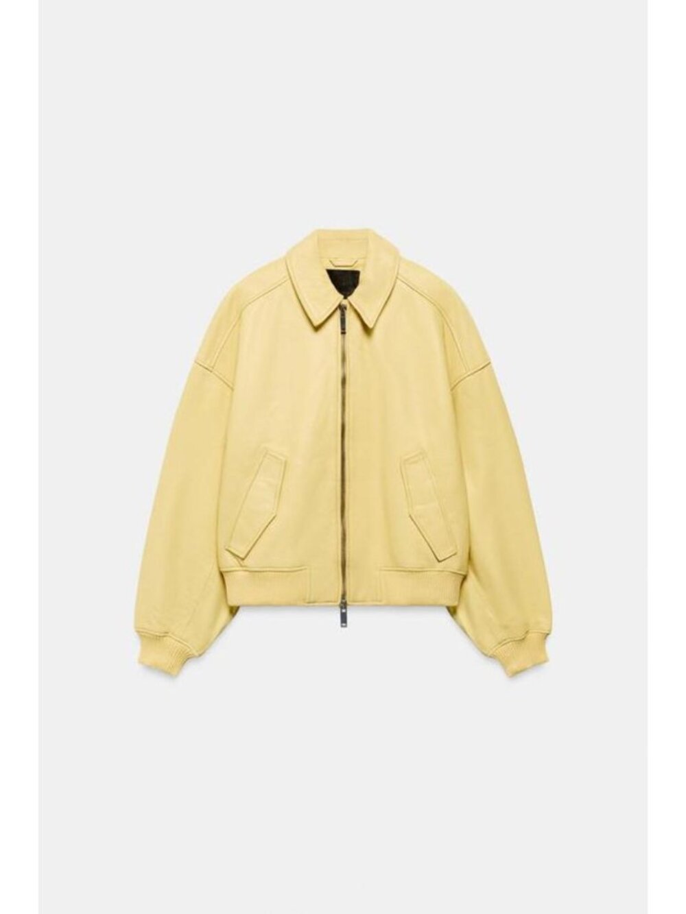 ZARA 100% LEATHER BOMBER JACKET